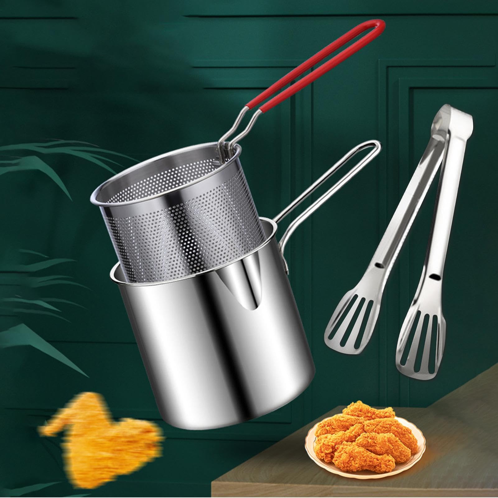 Genérico Piccola Friggitrice A : Barattolo Compatto con Clip A Maglia Filtro, Materiale Resistente alle Alta Temperatura, Ideale per Zampe Di Pollo, Patatine Fritte, Pesce, Cotolette Di Pollo E Snack