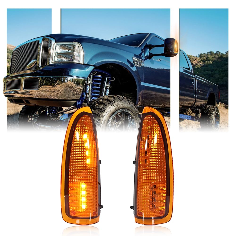 GSOWO 2 PCS LED Side Mirror Marker Lights for Fo-rd 2003-2007 F250 F350 F450 F550 Super Duty / 2000-2005 Excursion, LED Sequential Side Mirror Turn