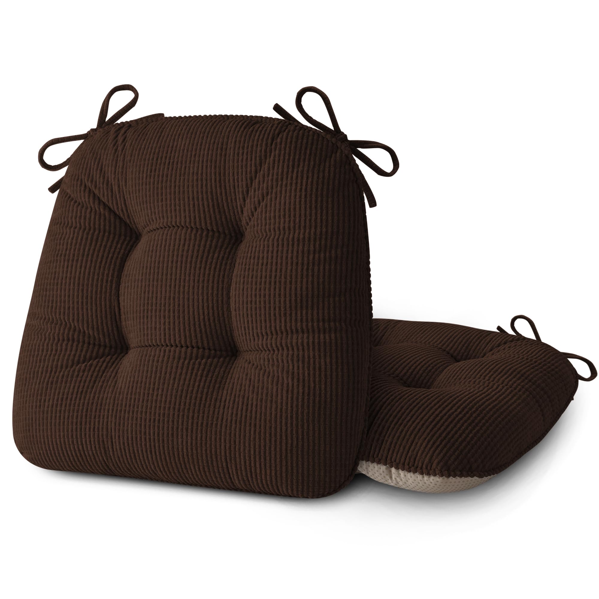 Photo 1 of ELFJOY Dining Chair Cushions Set of 2 Non Slip 18"X18"X3" Brown