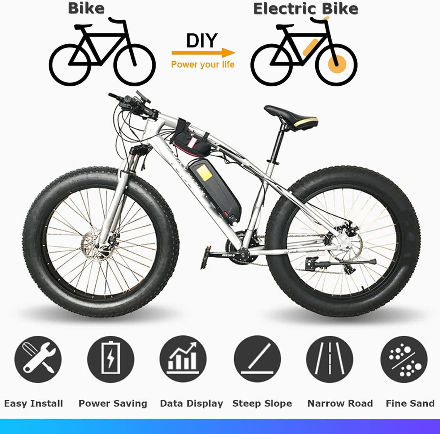 26'' 500W/800W KIT Vélo Ebike Kit Conversion électrique Roue Arrière