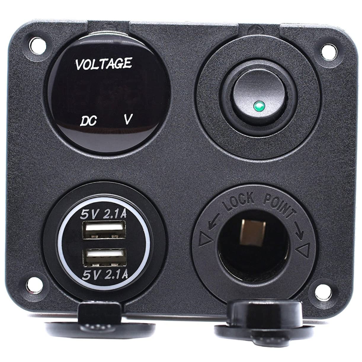 Hemobllo 2 Pezzi 4 1 Caricabatterie con Doppia Presa Usb Voltmetro a Led 12- V Caricabatterie Universale per Auto E Barca 2.1 a Presa Voltmetro Usb per Camper