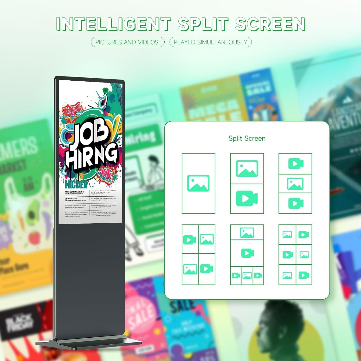 Digitaler Kundenstopper, Werbedisplay Digital, Digitale Werbetafel, Vertical Monitor, IPS HD LCD Bildschirm, Digital Signage, Smart Monitor, Interaktive Anzeigetafel (Kein Touchscreen, 65 Zoll)