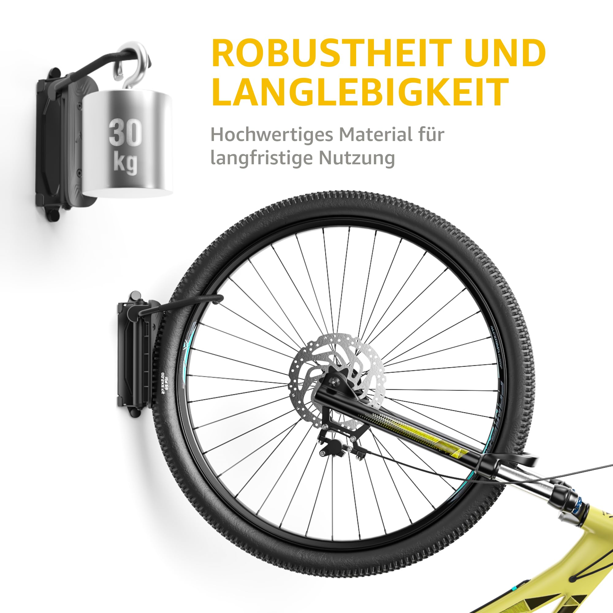 monTEK Schwenkbare Fahrrad-Wandhalterung, Fahrradaufhänger für die Garage, Wandhalterung für Fahrräder, Platzsparender Stabiler Wandfahrradstände