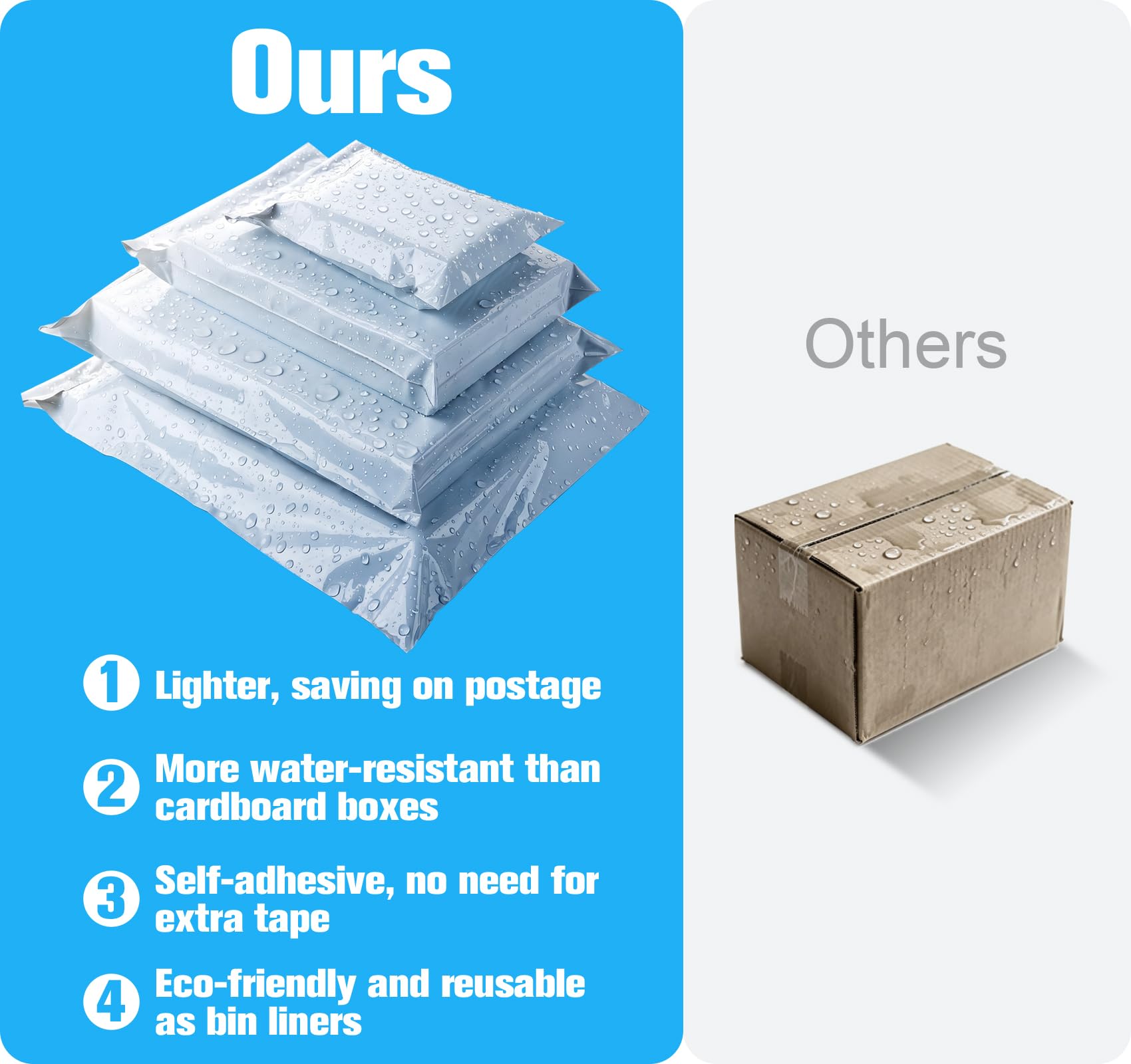 100 Pièces Emballage Colis Vinted, 4 Tailles Enveloppe Plastique Expedition, Auto-Adhésive Pochette Envoie Colis Vinted, Sac Colis Vêtements/Chaussures, Sac Postal Imperméable Blanc