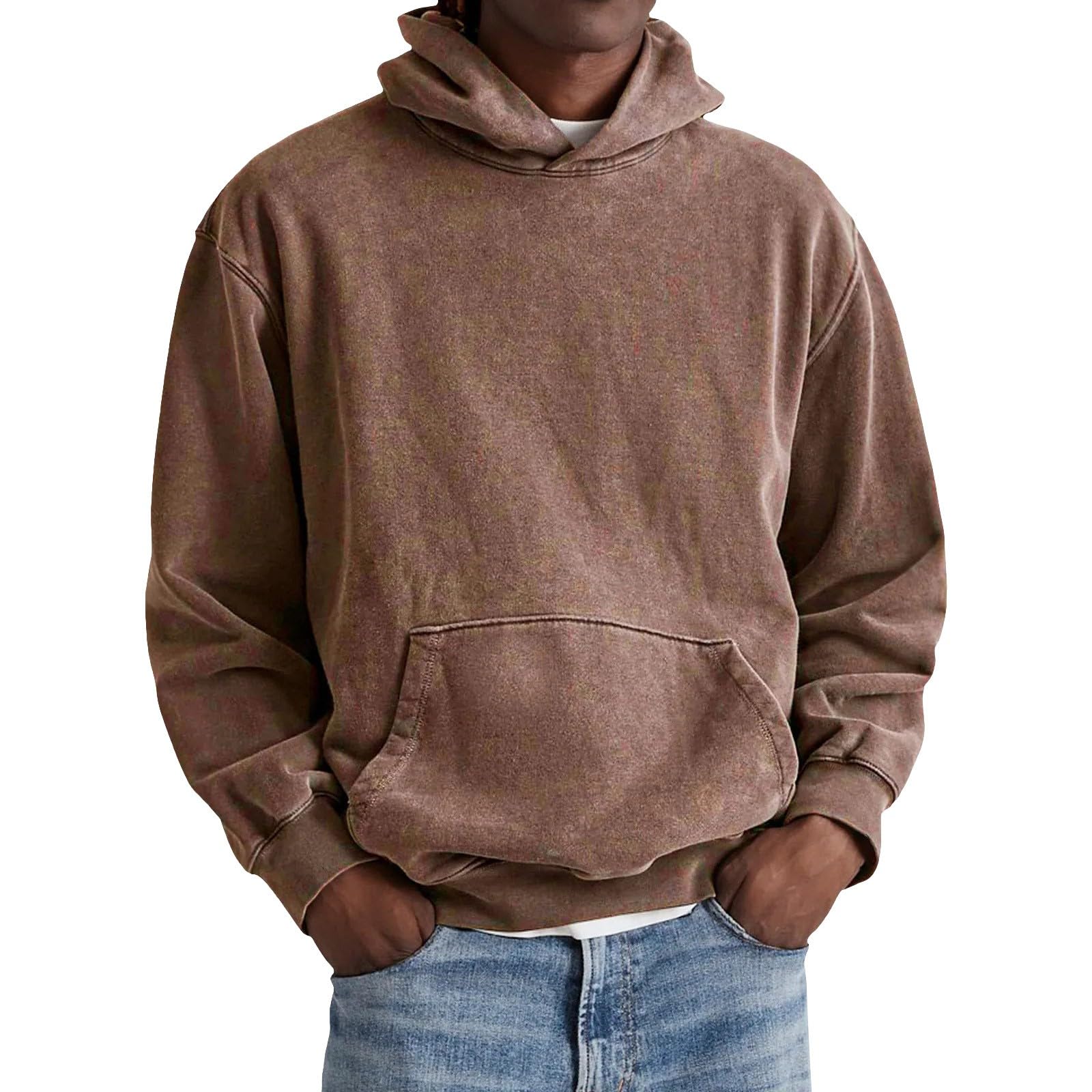 Sudadera invierno hombre con capucha marrón chaleco deporte entrenamiento 4