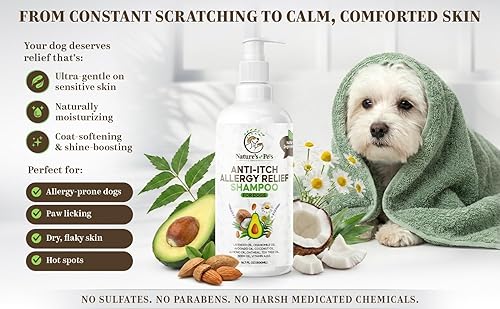 Miniatura 4 de Champú antipicazón para perros para alergias y piel sensible - Aceite de avena, aguacate, almendra, neem y manzanilla - Alergias, puntos calientes