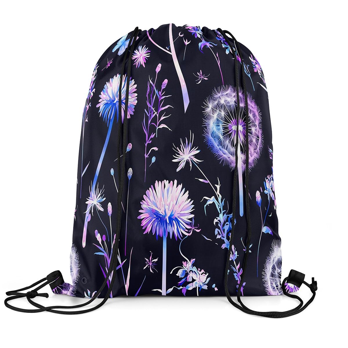 Loussiesd Dandelion Drawstring Backpack 40x33cm Blossom Flowers Drawstring Bags for Botanical Floral Sports Drawstring Sackpack Natural Theme Waterproof Cinch Bag