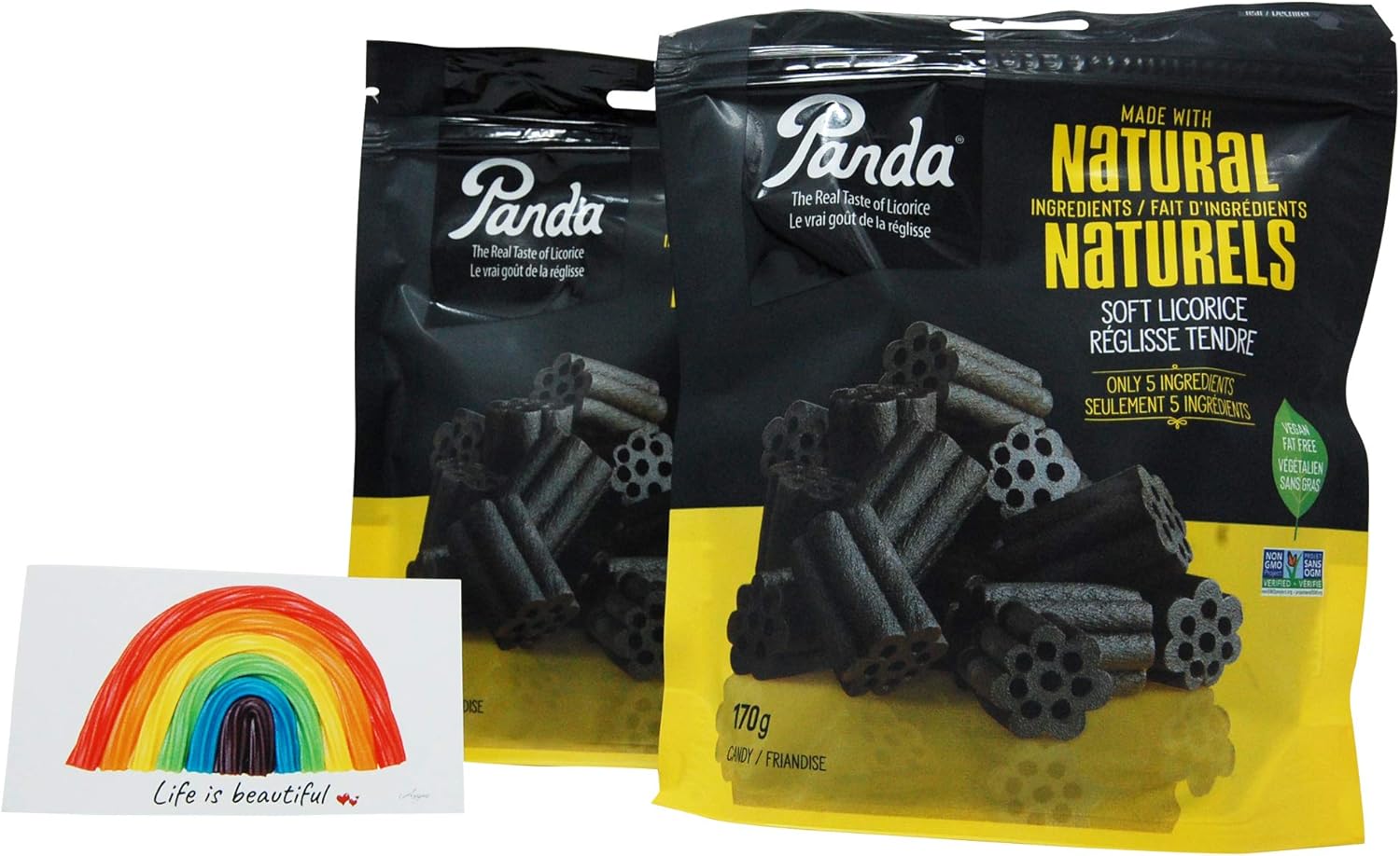 Panda All Natural Soft Black Licorice Candy Value Pack Bundle (x 2 Bags