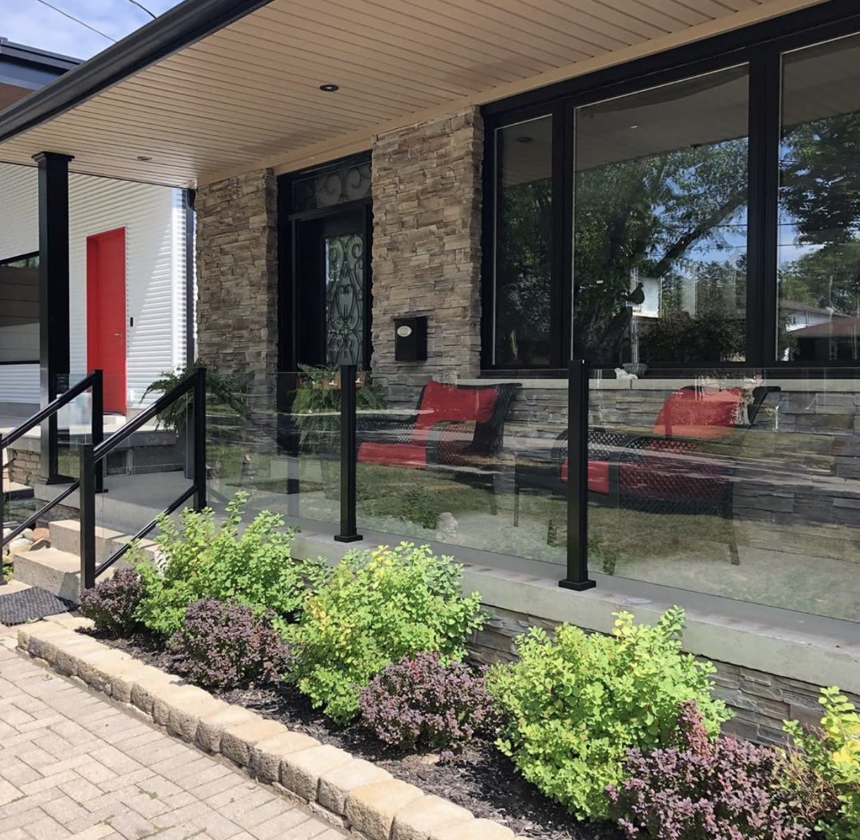 Słupek balustrady ze stali nierdzewnej 304 z czarnego szkła - Trwały słupek balustrady z czopami do użytku na zewnątrz i wewnątrz(Black Corner Post,70cm)