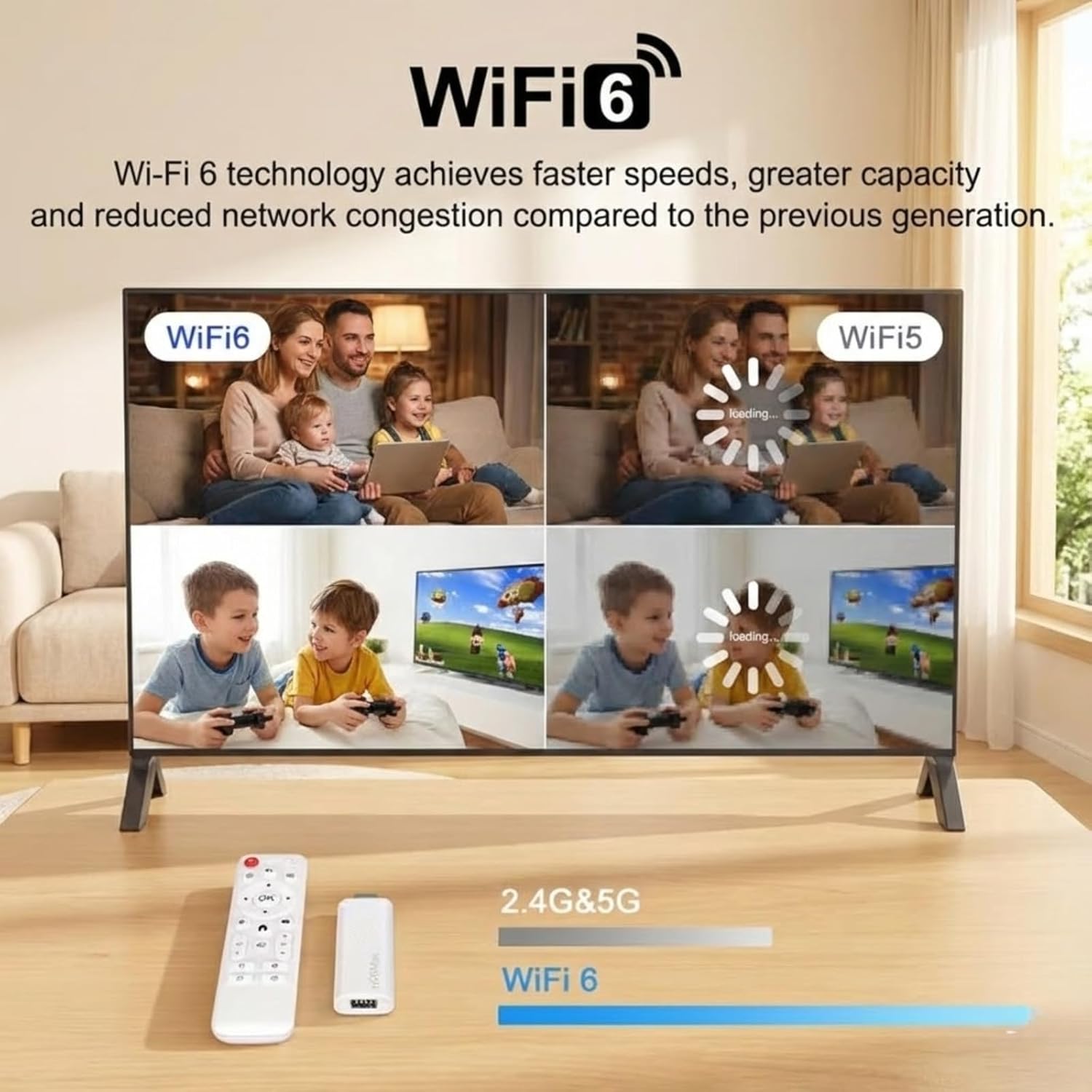 H313 4K TV Stick, Android 14.0 Streaming Device with Wi-Fi 6, Quad-Core Processor and Voice Remote Control, Smart Plug-and-Play Media Player for Smart TVs