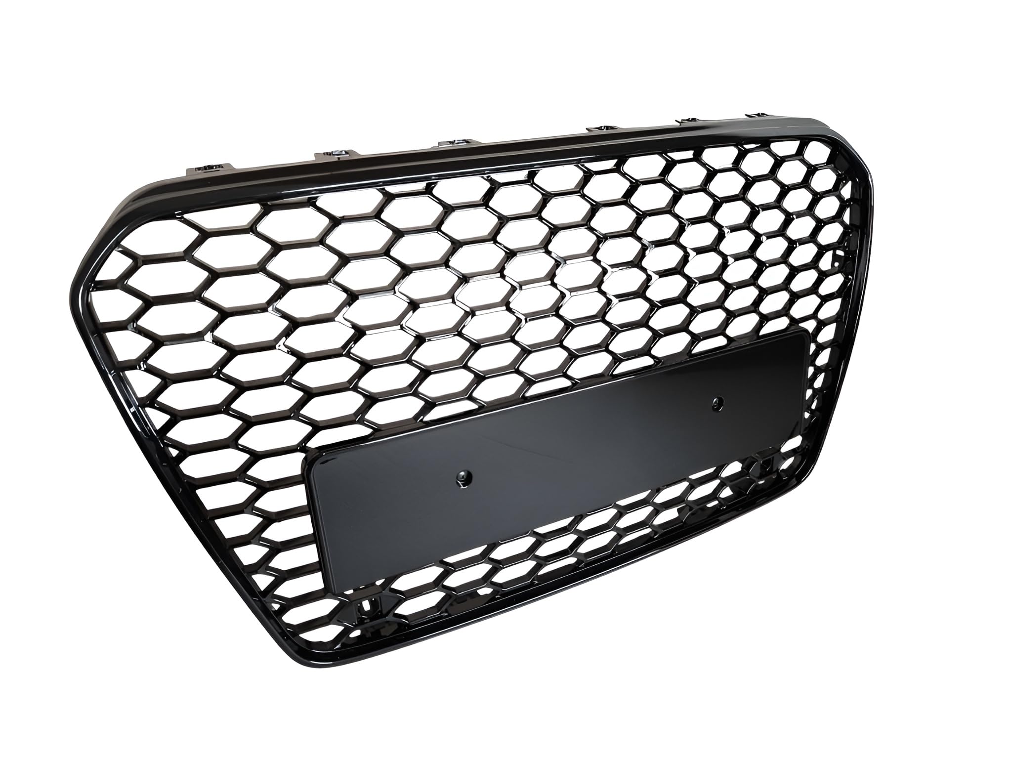 Kompatybilny z A5 S5 12-16 grill o strukturze plastra miodu, czarny, błyszczący, z uchwytem na emblemat