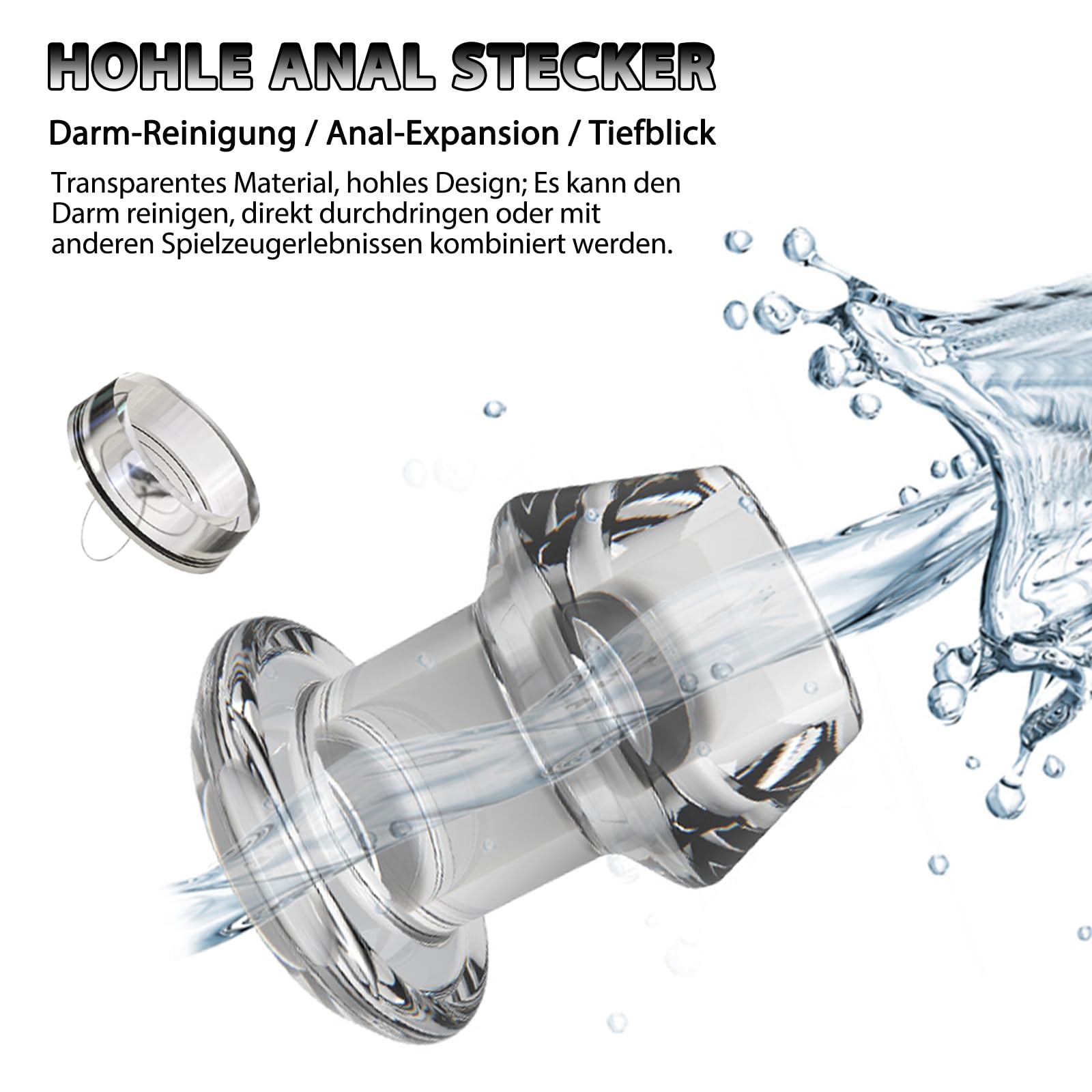 BDSMJOY tubo flessibile per doccia con Plug anale cavo trasparente, Doccia Clistere in Silicone, clistere per Anale Vaginale Colonic, Plug Anale Sex toys Donne Uomo