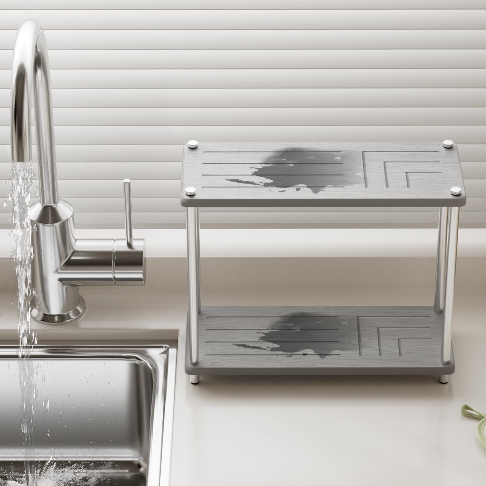 2 Tier Bathroom Organizer and Storage Water Absorbing Stone Bathroom Counter Organizer, Skincare Organizers with Perfume & Makeup