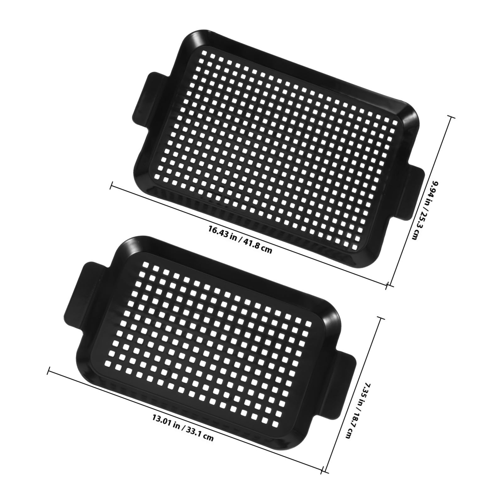 PACKOVE 2 Stück Antihaft Grillblech aus Edelstahl mit Perforiertem Design und Komfortablen Griffen Rechteckiges Backblech für Fleisch und Meeresfrüchte für Indoor und BBQ