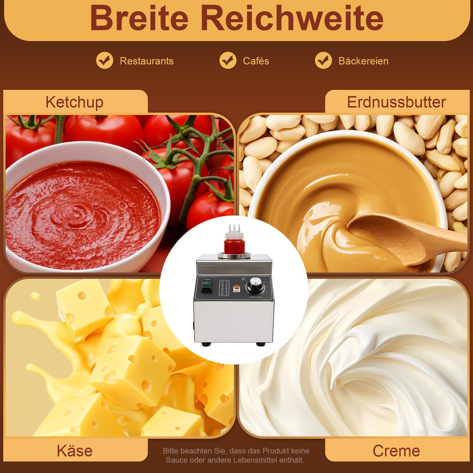 Scaldavivande elettrico per salse, 680 ml, bottiglia spremibile, controllo della temperatura 30-85 °C, dispenser per salse, scaldavivande, scaldavivande in acciaio inox, scaldavivande