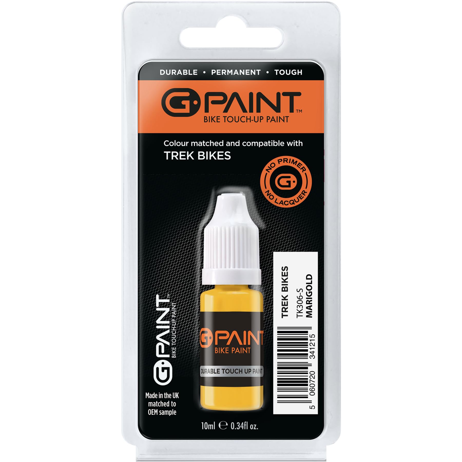 G-Paint Bike Paints - TREK Bike Touch-Up Paint - MARIGOLD, TREK Bikes - Bike Paint Scratch Repair & Chip Filler - TK306-S Gloss - 1 x 10ml