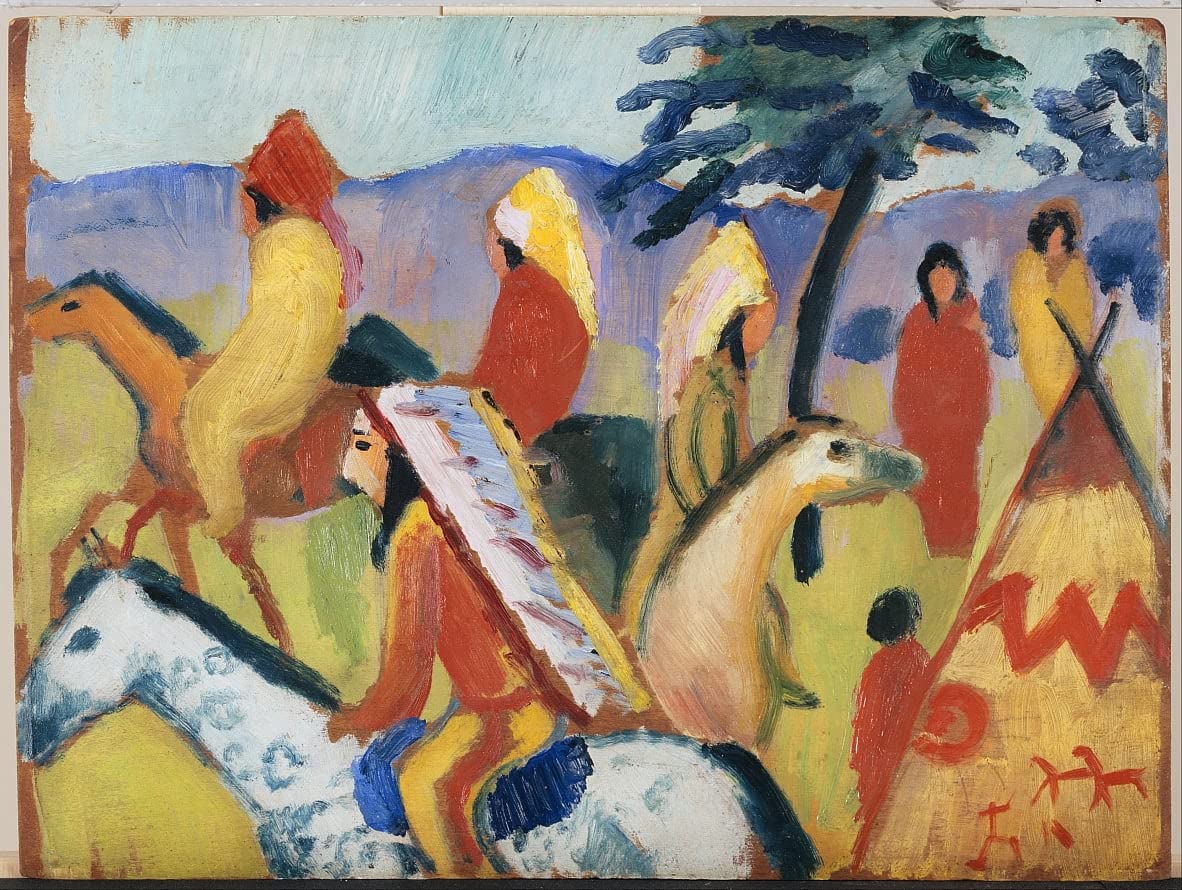 Lienzo de indios cabalgando de August Macke: arte vintage que llena de alma las paredes de tu hogar 5