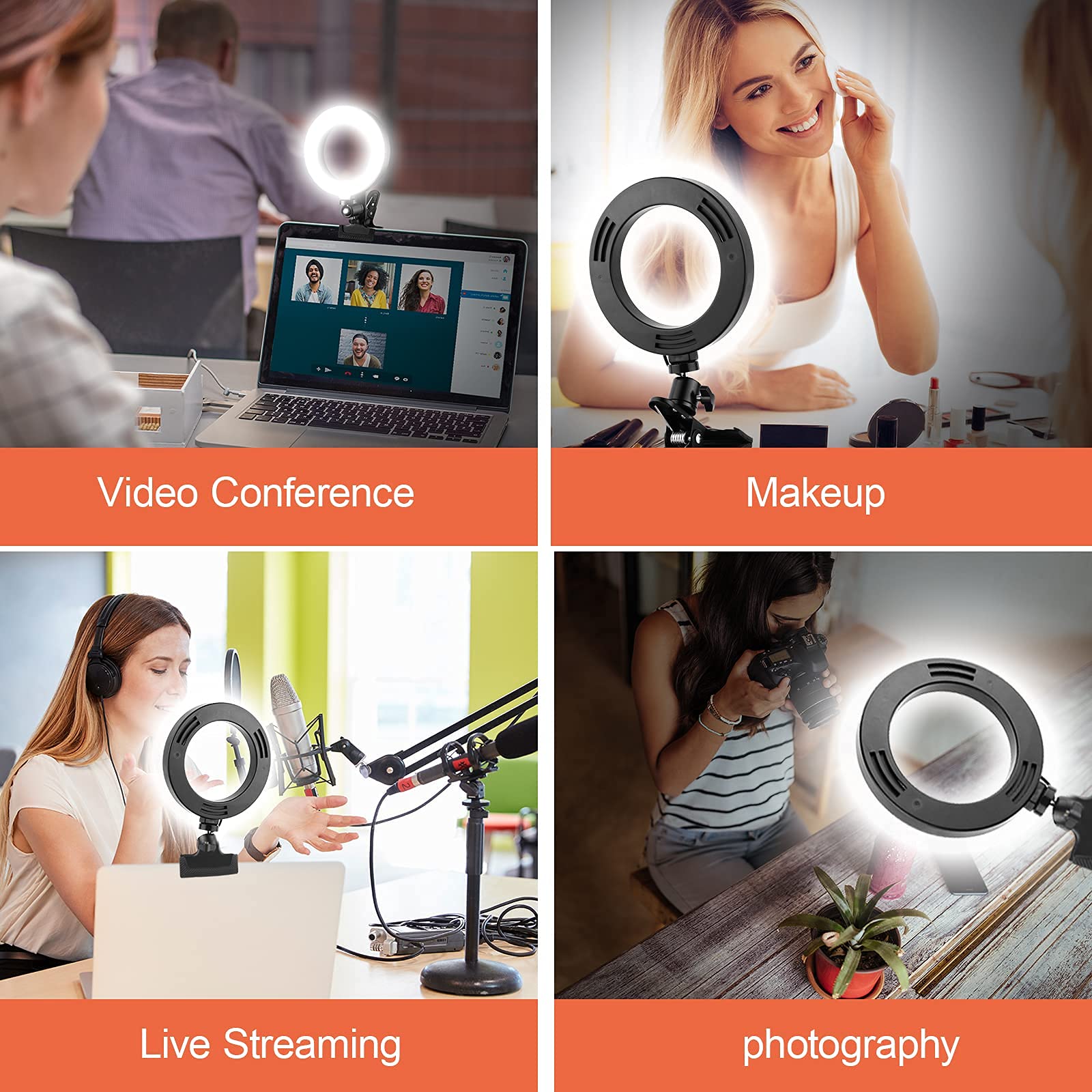 Ringlicht, 6'' Videokonferenz Beleuchtung Licht, Videokonferenz-Beleuchtungsset Zoom Licht, Webcam Licht, Ringlampe mit Clip für Videokonferenzen Video Calls Live-Stream Computer Laptop