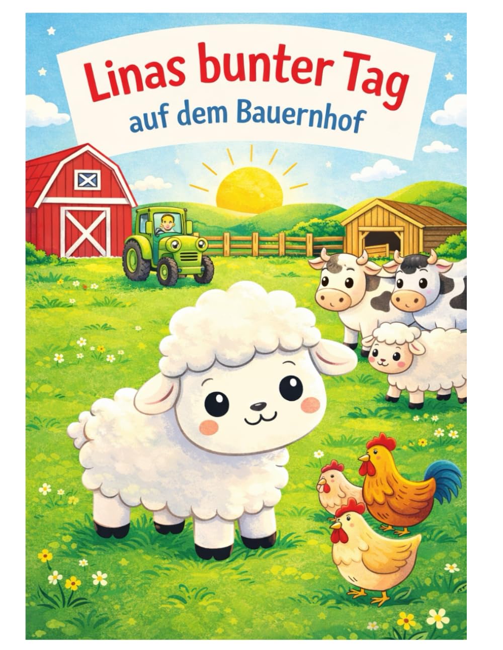 Linas bunter Tag auf dem Bauernhof: Malbuch mit kleinen Geschichten und Fragen für Fantasie und Sprache
