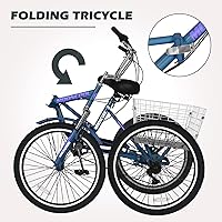Vista 128 de H&ZT Triciclo para adultos, bicicleta de 3 ruedas, triciclo crucero, con engranaje de 7 velocidades, mango de freno de estacionamiento, escalón