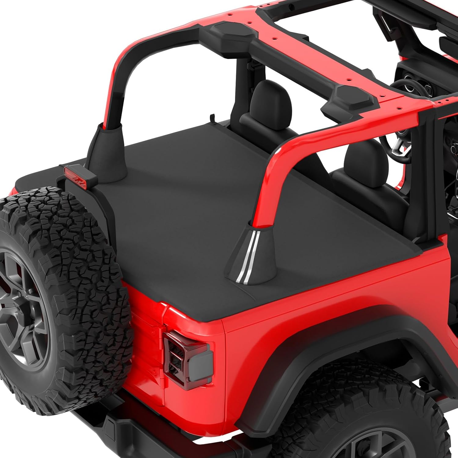 JOYTUTUS Tonneau Cover Compatible with Wrangler JK 4 Doors 2007-2018, JKU Cargo Trunk Cover Tailgate Cover JK Accessories