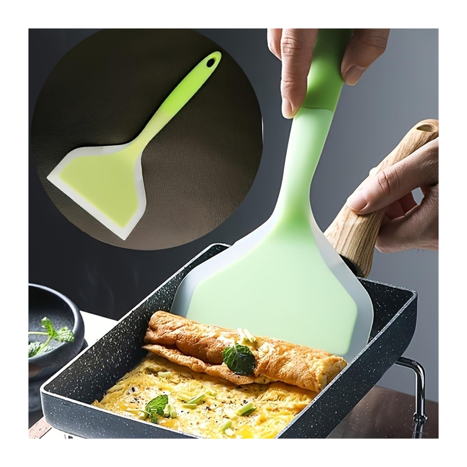 Pfannenwender aus lebensmittelechtem Silikon, hitzebeständig, antihaftbeschichtet, for Backen von Grillpfannkuchen, spülmaschinenfestes Küchenwerkzeug(Orange)