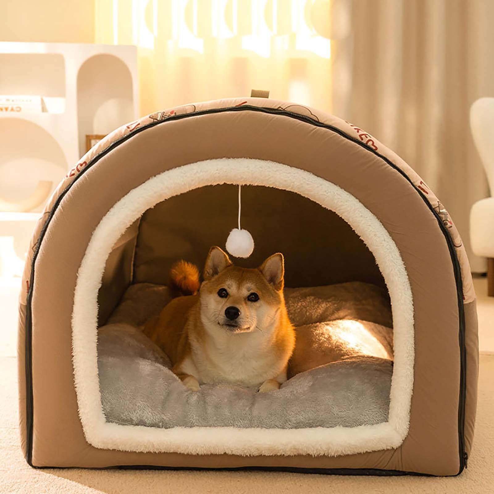 2024 Cama para Perro Grande, Cueva para Mascotas, 2 en 1 Casa para Perros, Iglú para Gatos, Cama de Confort para Mascotas, Saco de Dormir Acogedor para Perros, Nido Cálido de Invierno para Cachorros
