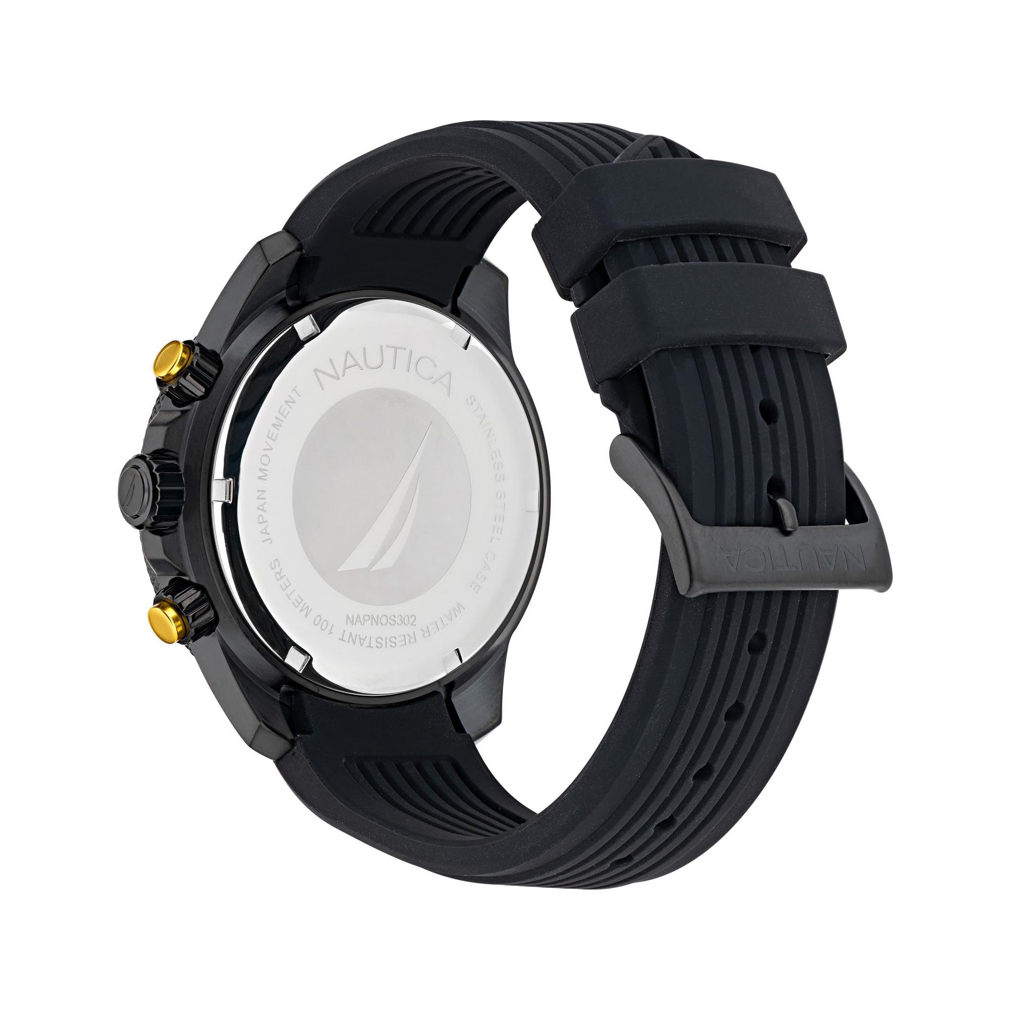 Nautica Reloj NAPNOS302 One con correa de silicona negra para hombre, Negro/Negro/Negro