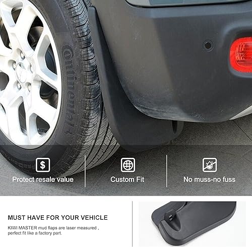 Miniatura 2 de Kiwi Master Aletas de barro compatibles con accesorios Jeep Renegade 2015-2023, protectores de lodo delanteros y traseros resistentes para