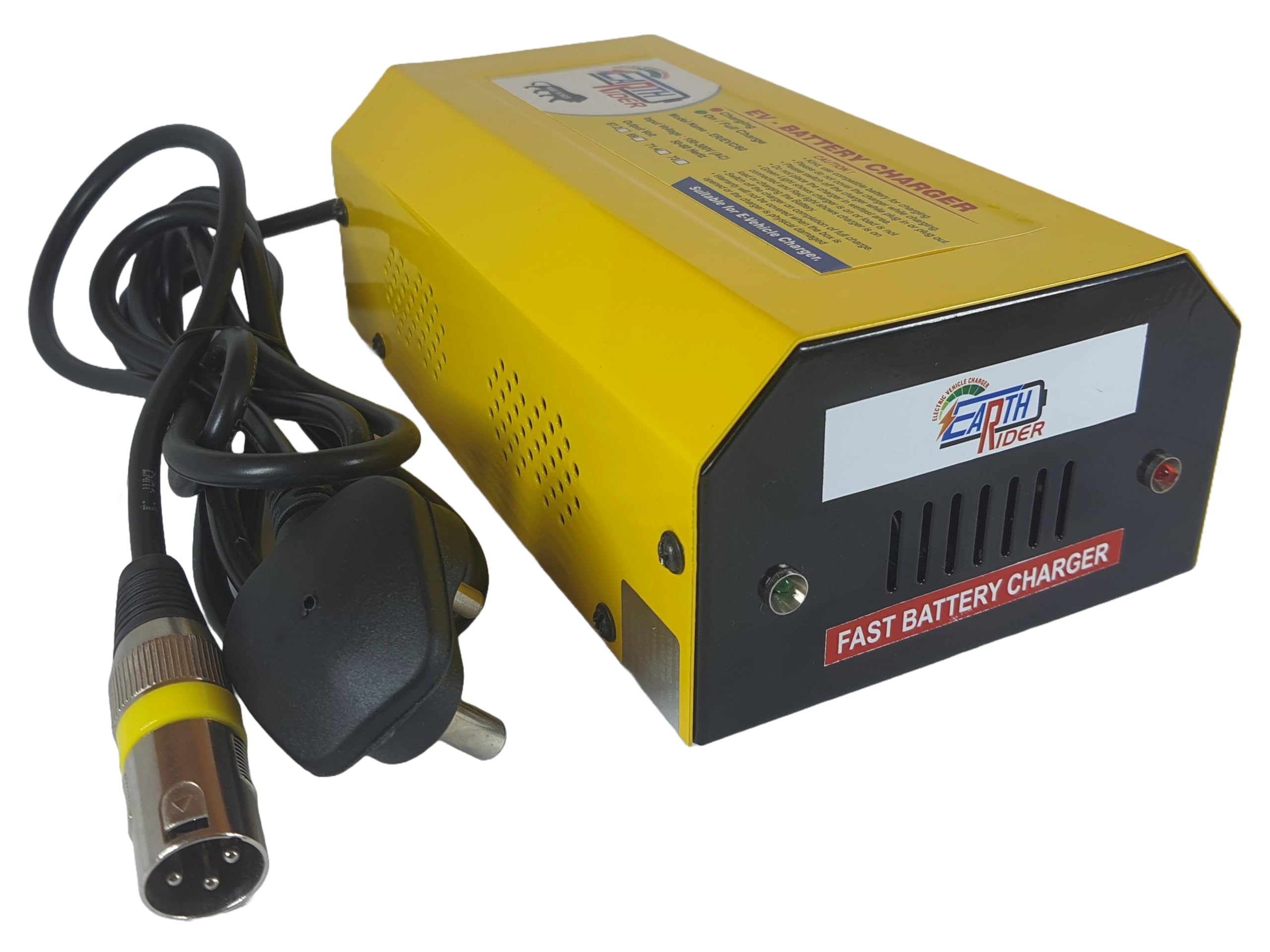 Earth Rider 60V 6A E-Bike Electric Scooter Lithium Battery Charger Automatic Cutoff 71.4V for Kinetic Green, Joy, Hope, Hero, Ampere, and Other E-Bikes