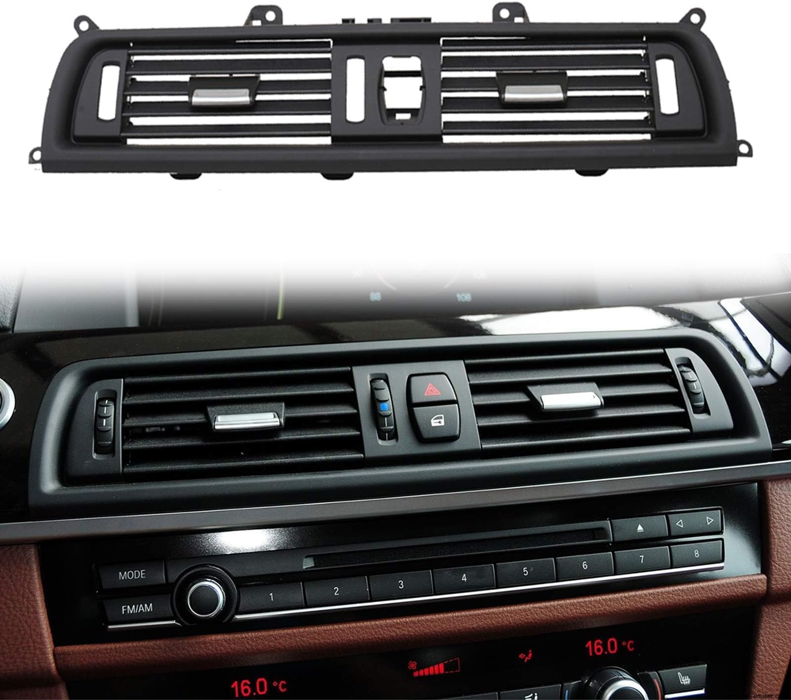 TTCR-II Front Air Grille, AC Vent Replacement Compatible with 5 series F10/F11, Middle Center Console Air Vent(Fit: 5 series 520 523 525 528 530 535 550 2010-2016)