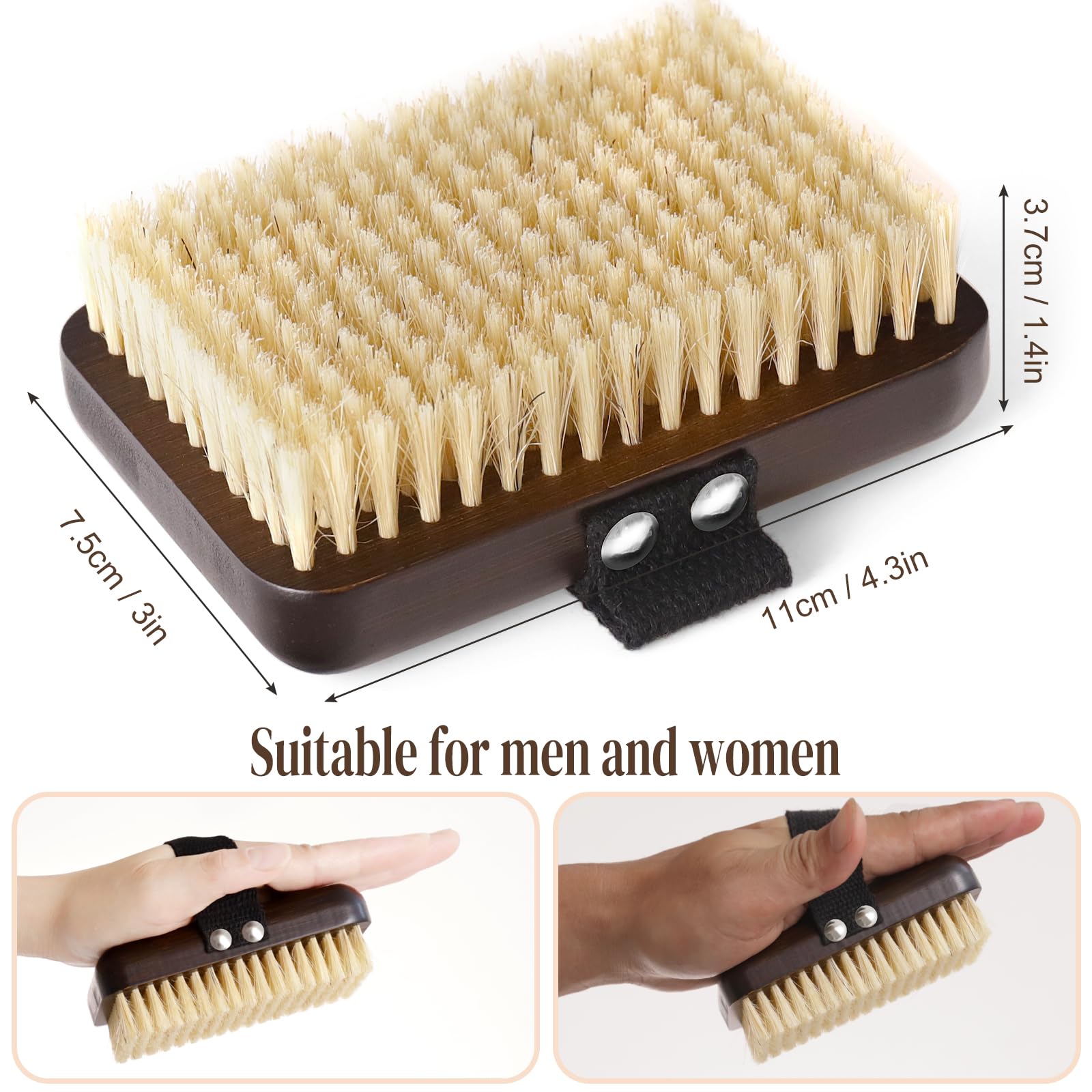 Body Brush Lymphatic Drainage, Azymi Bath Brush Natural Thick Bristles Exfoliates Dead Skin, Detoxifies - Image 3