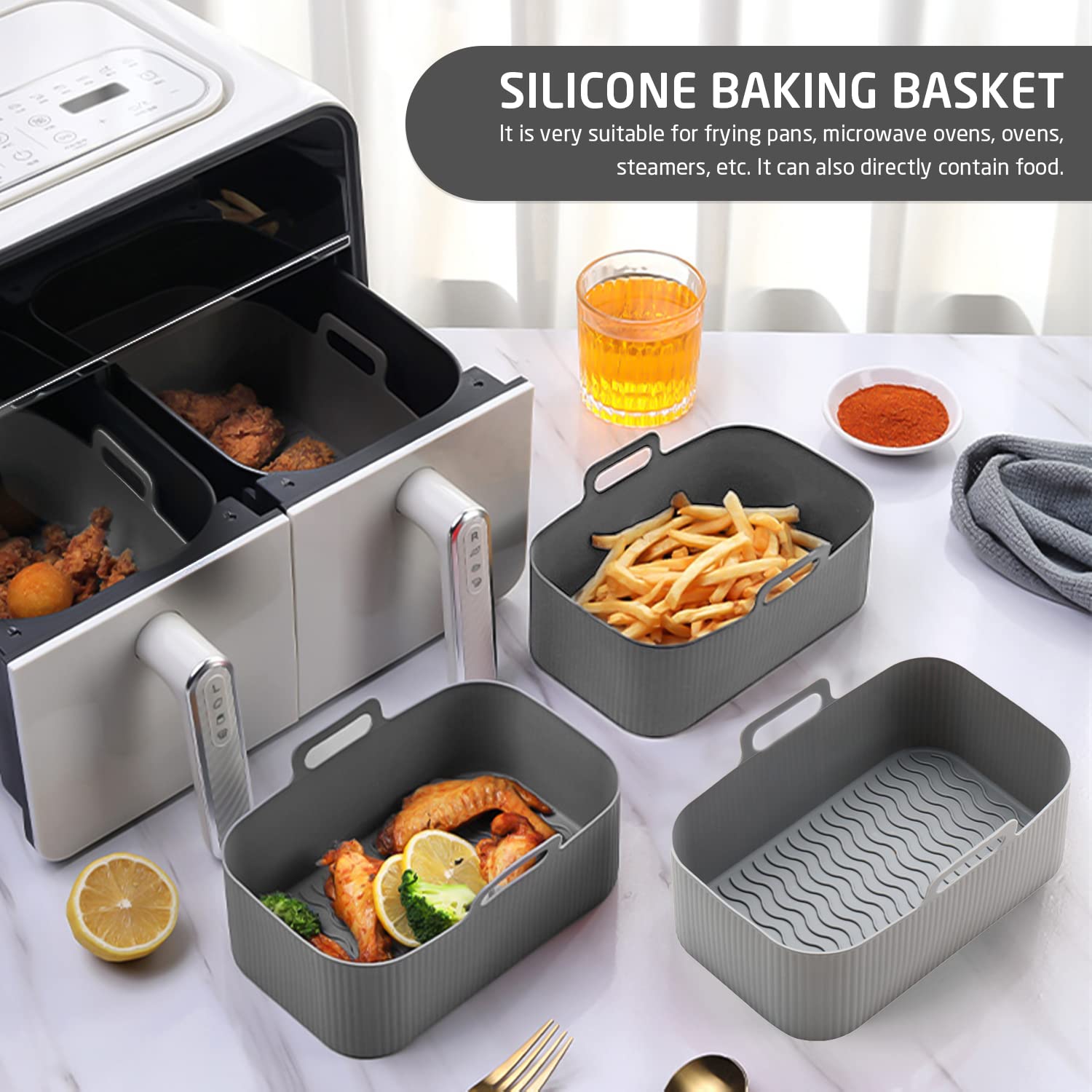 Airfryer Serie 1000 Friggitrice Ad Aria Con Cestello Flexi/doppio Da 7 - Foto 3