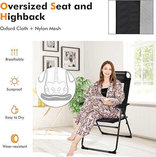 Miniatura 8 de Tangkula Juego de 4 sillas de comedor plegables para patio, sillas de patio portátiles con respaldo ajustable de 7 niveles, reposacabezas
