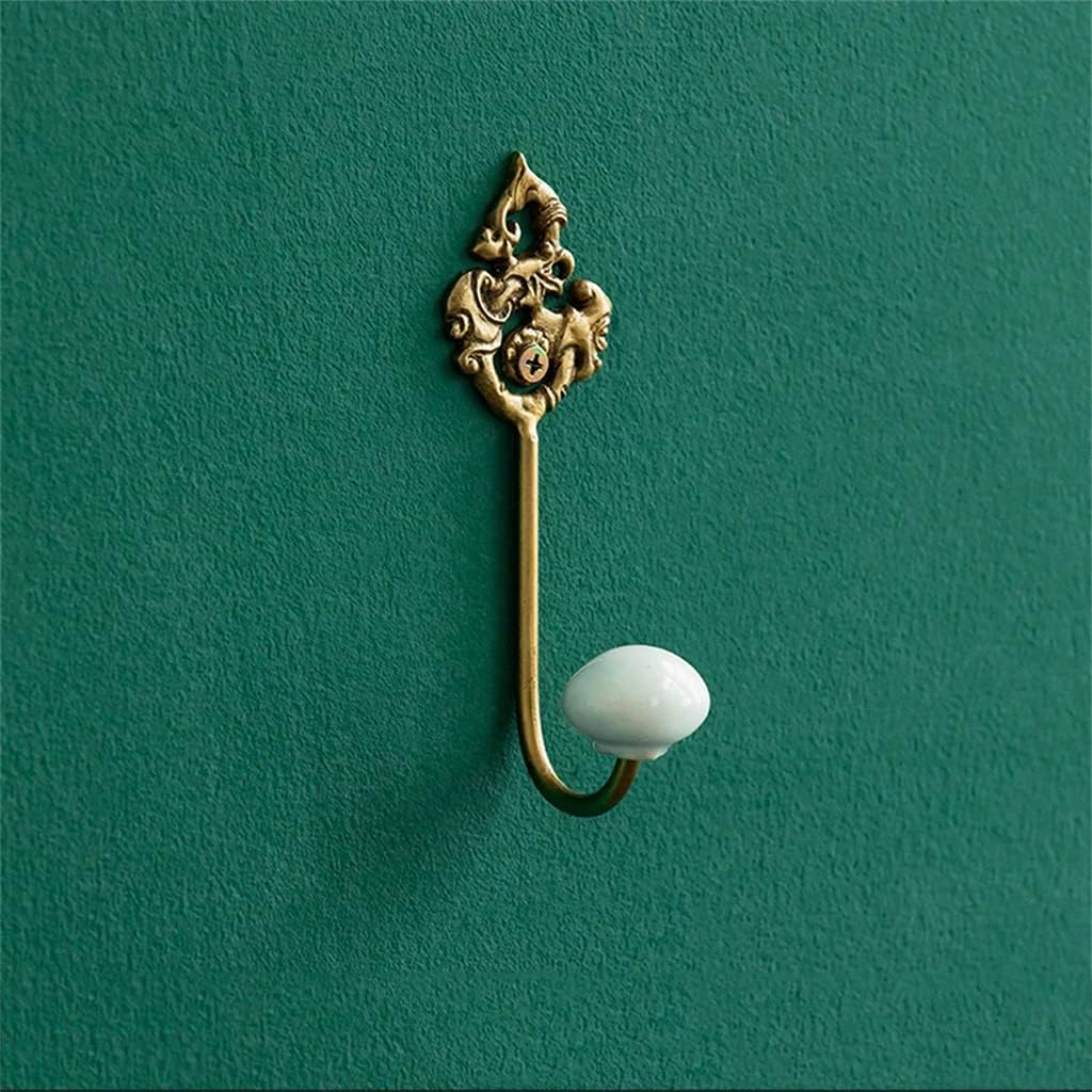 Nordic Brass Row Hook Storage Storage Nail-Free Viscose Hook Wall Hole-Free Hanging Rod Hanger(1 Hook)