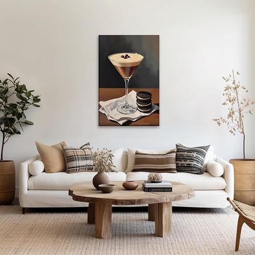 Miniatura 3 de Arte de pared retro Funky Bar Espresso Martini y sándwich galletas, póster de comida y bebida, divertido lienzo impreso, decoración de carrito de