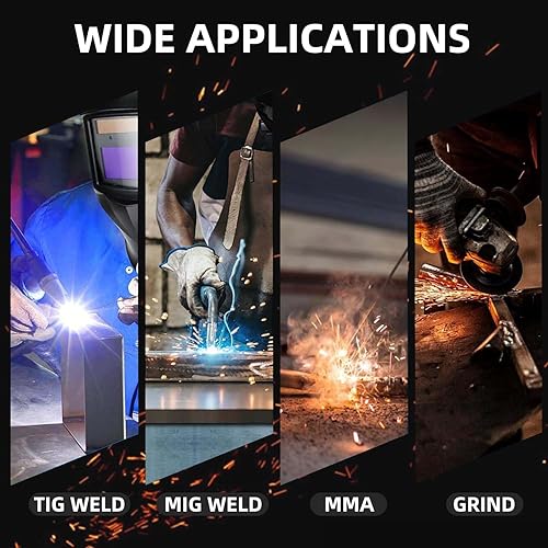 Miniatura 6 de GEOSTAR Casco de soldadura de oscurecimiento automático de 3.94 x 3.46 pulgadas, visión grande, 4 sensores de arco, capucha de soldadura con 4