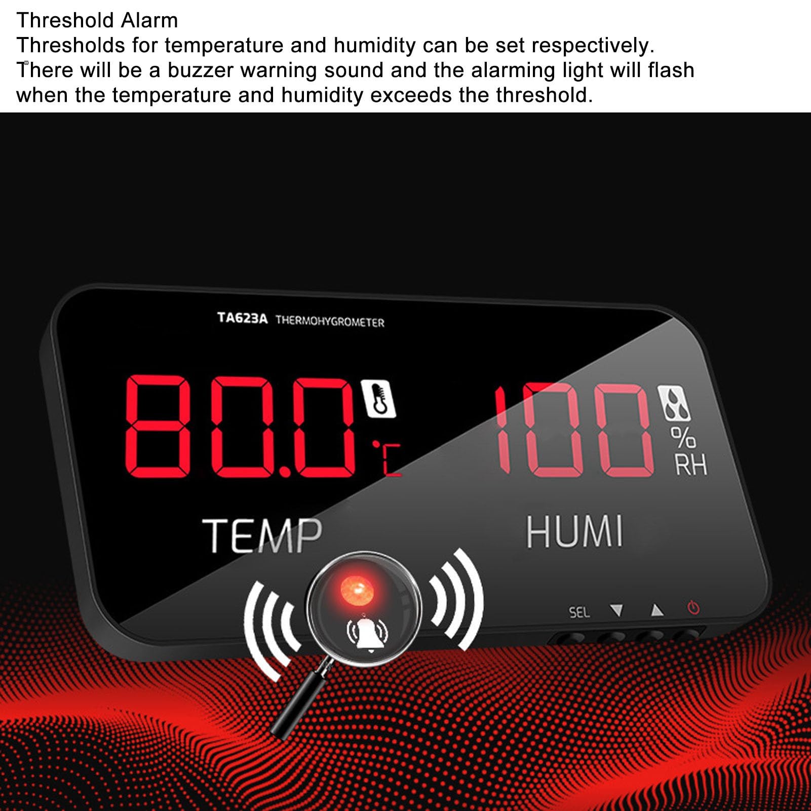 Igrometro a Serra a LED, Sensore Ad Alta Precisione per Dati Precisi, Allarme Soglia per Un'atmosfera comoda: Igrometro a Schermo Grande con Misuratore di Temperatura e umidità