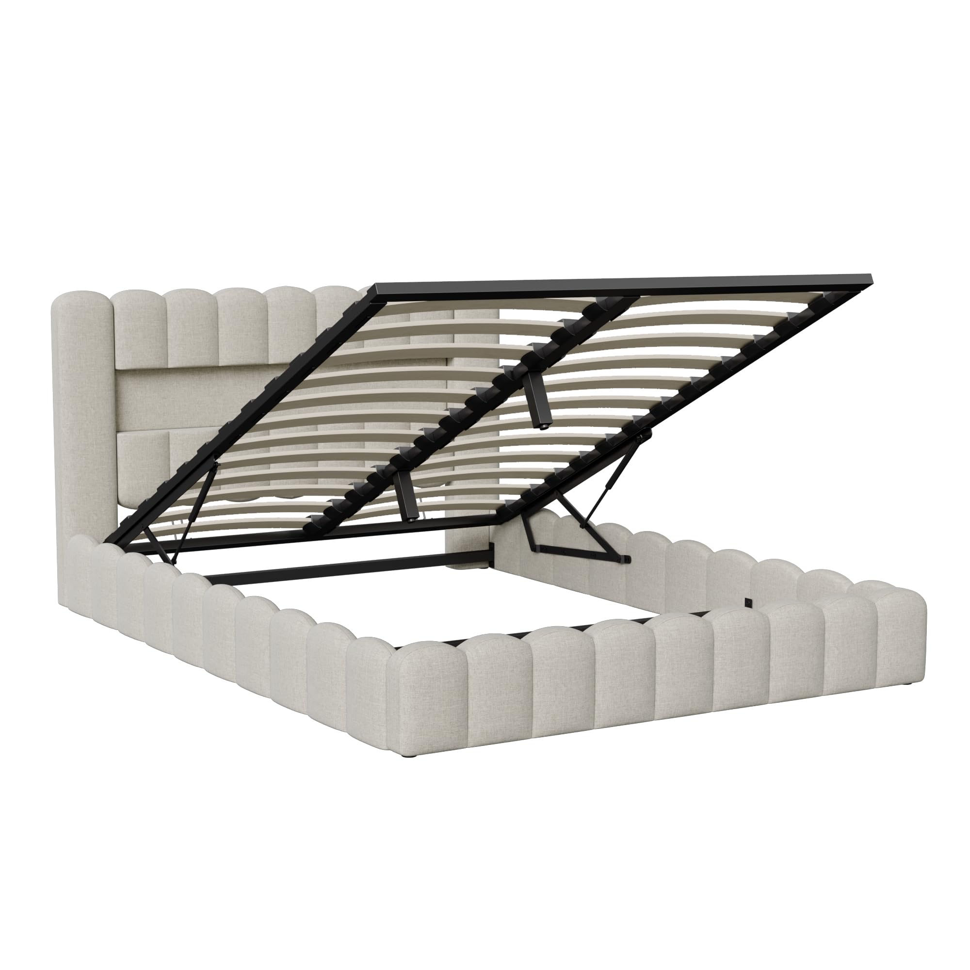 Letto matrimoniale imbottito, a bolle 180 x 200 cm, con contenitore letto