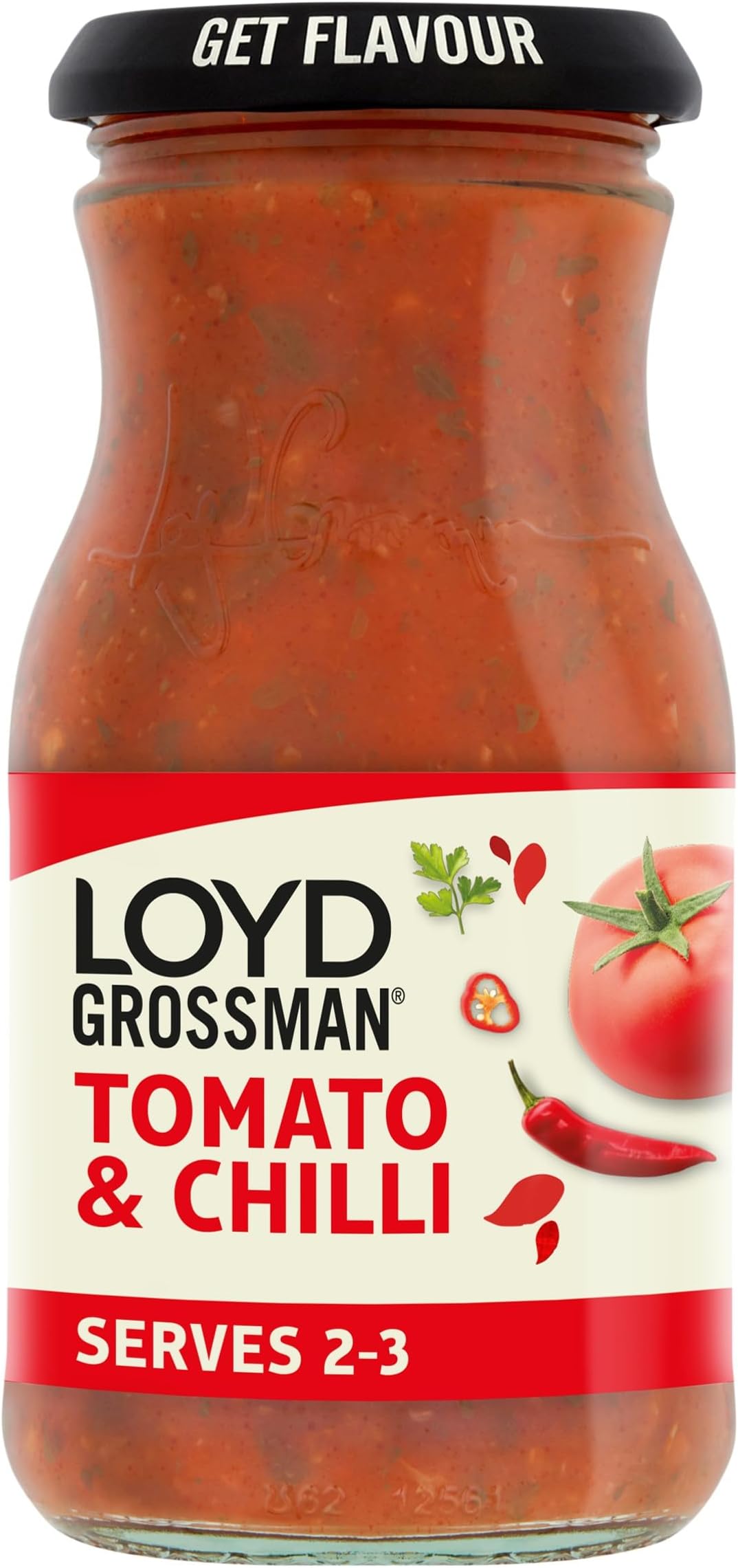 Loyd Grossman Italian Tomato & Chilli Sauce โ Fiery Red Chilli & Tomato Fusion, Medium Heat, Vegetarian Friendly, 350 g Jar (Pack of 1)