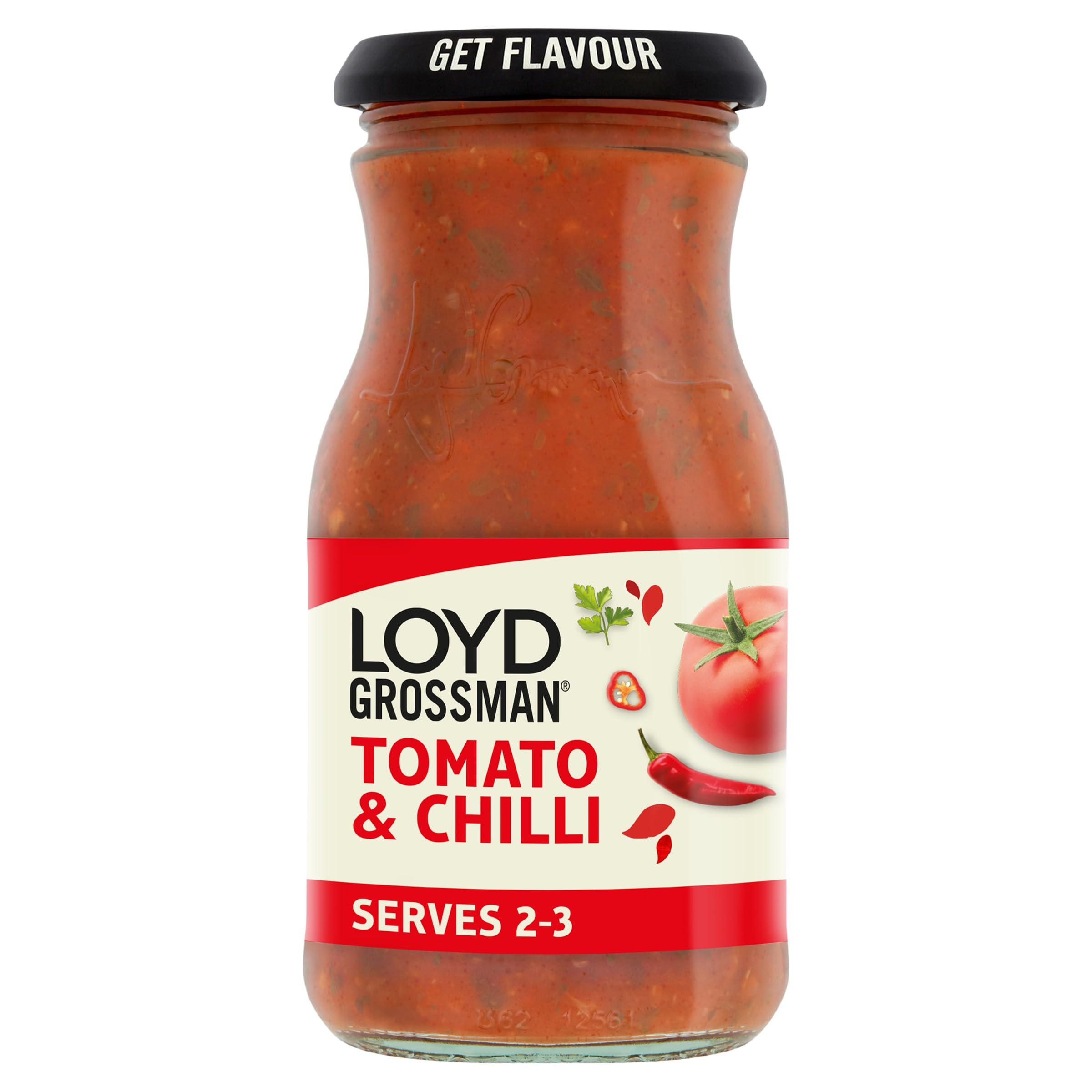 Loyd GrossmanItalian Tomato & Chilli Sauce – Fiery Red Chilli & Tomato Fusion, Medium Heat, Vegetarian Friendly, 350 g Jar (Pack of 1)