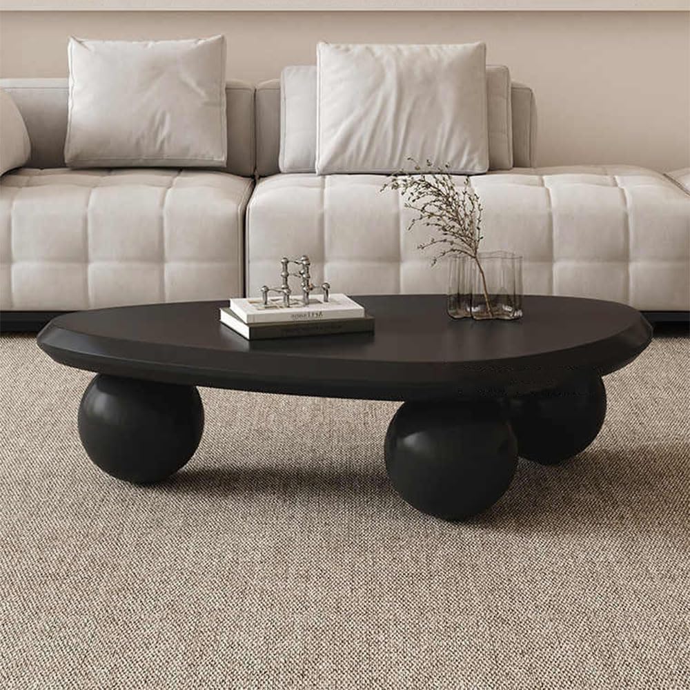 Amazon.com: Black Oval Coffee Table, Modern Coffee Table Irregular ...