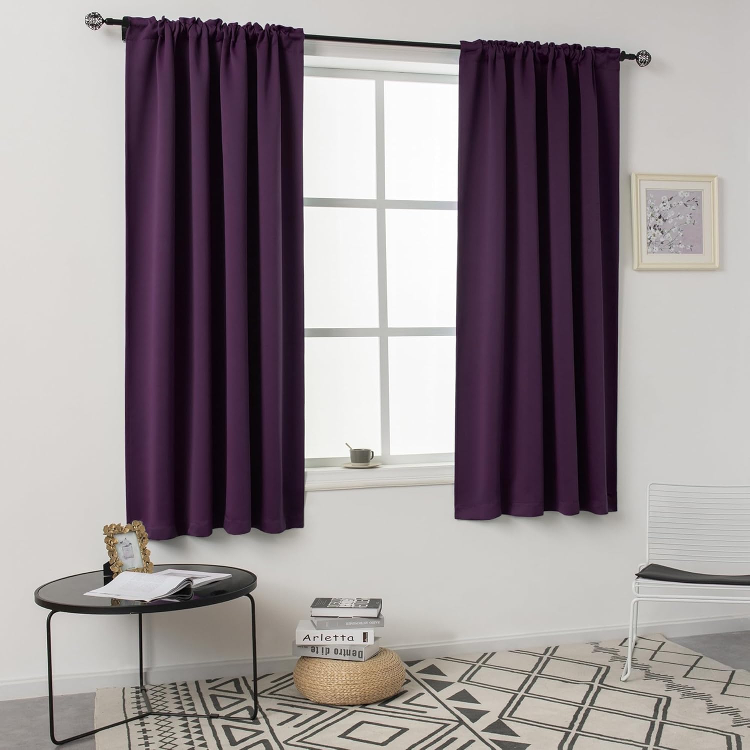 DUALIFE Dark Purple Blackout Curtains for Living Room 63