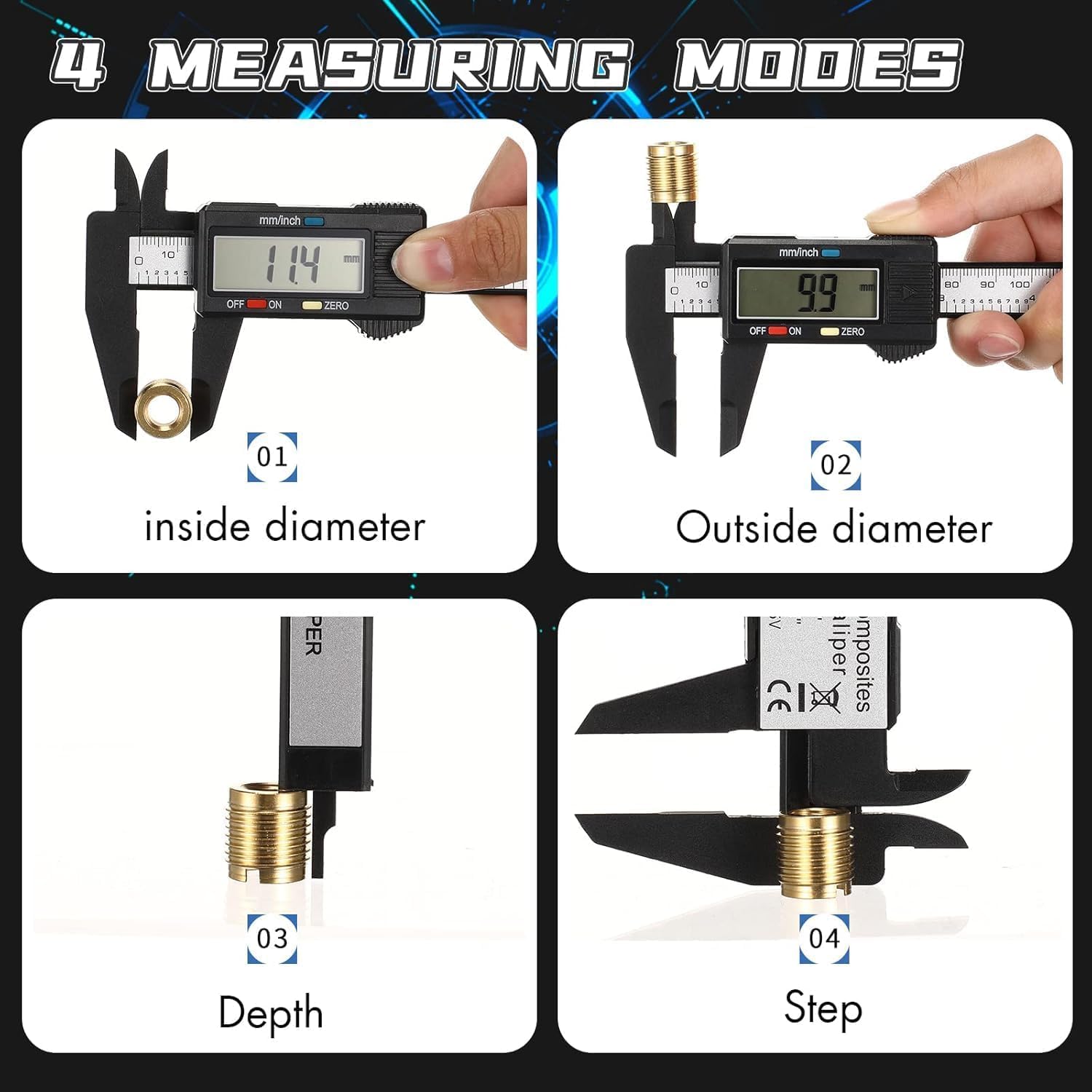Maxismart Electronic Digital Calipers, inch and Millimeter Conversion,LCD Screen displays 0-6" Caliper Measuring Tool, Automatic Shutdown, Suitable for DIY/Jewelry (Digital Calipers) - Image 6 thumbnail