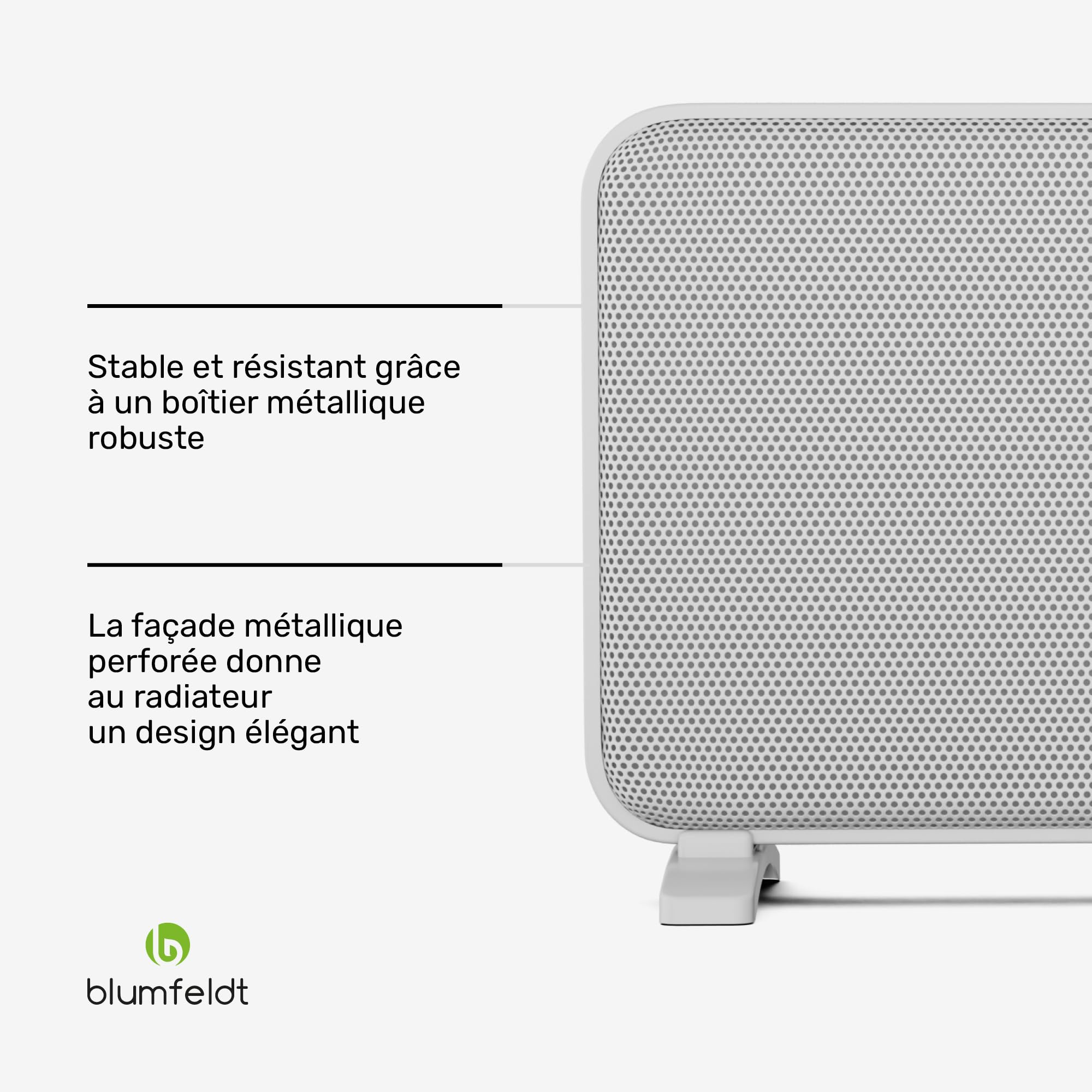Blumfeldt radiateur infrarouge 2000 W - mural/sur pied, graphène, appli & commande tactile, thermostat, IP24, protection surchauffe/renversement, pour pièces jusqu'à 20 m², blanc