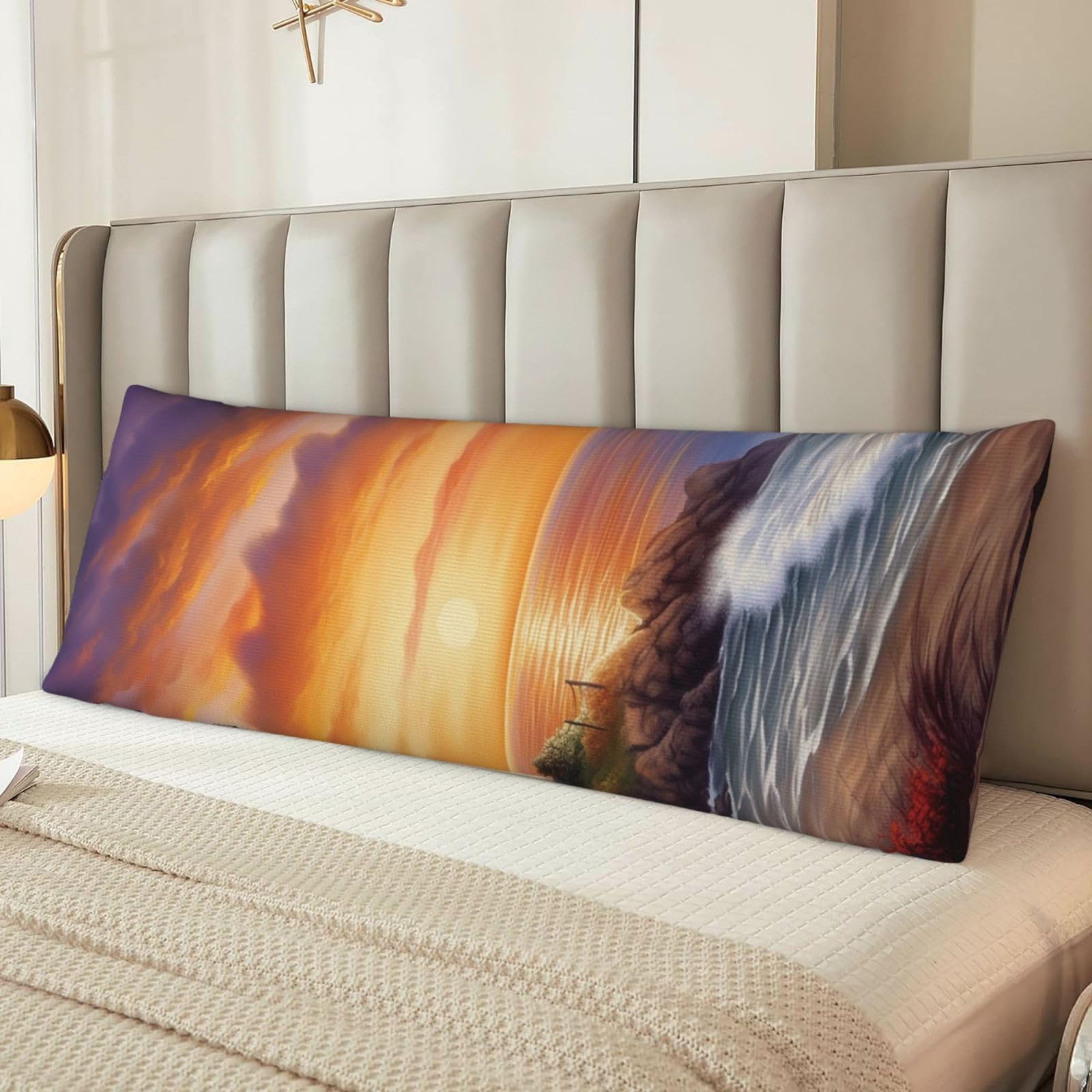 Lighthouse at Sunset Body Pillow Case Cover, Microfiber Long Pillow Cases, Ultra Soft and Cozy Plush Body Pillowcase Decorative Long Bed Pillow Cover for Sleeping 20x54 Inches
