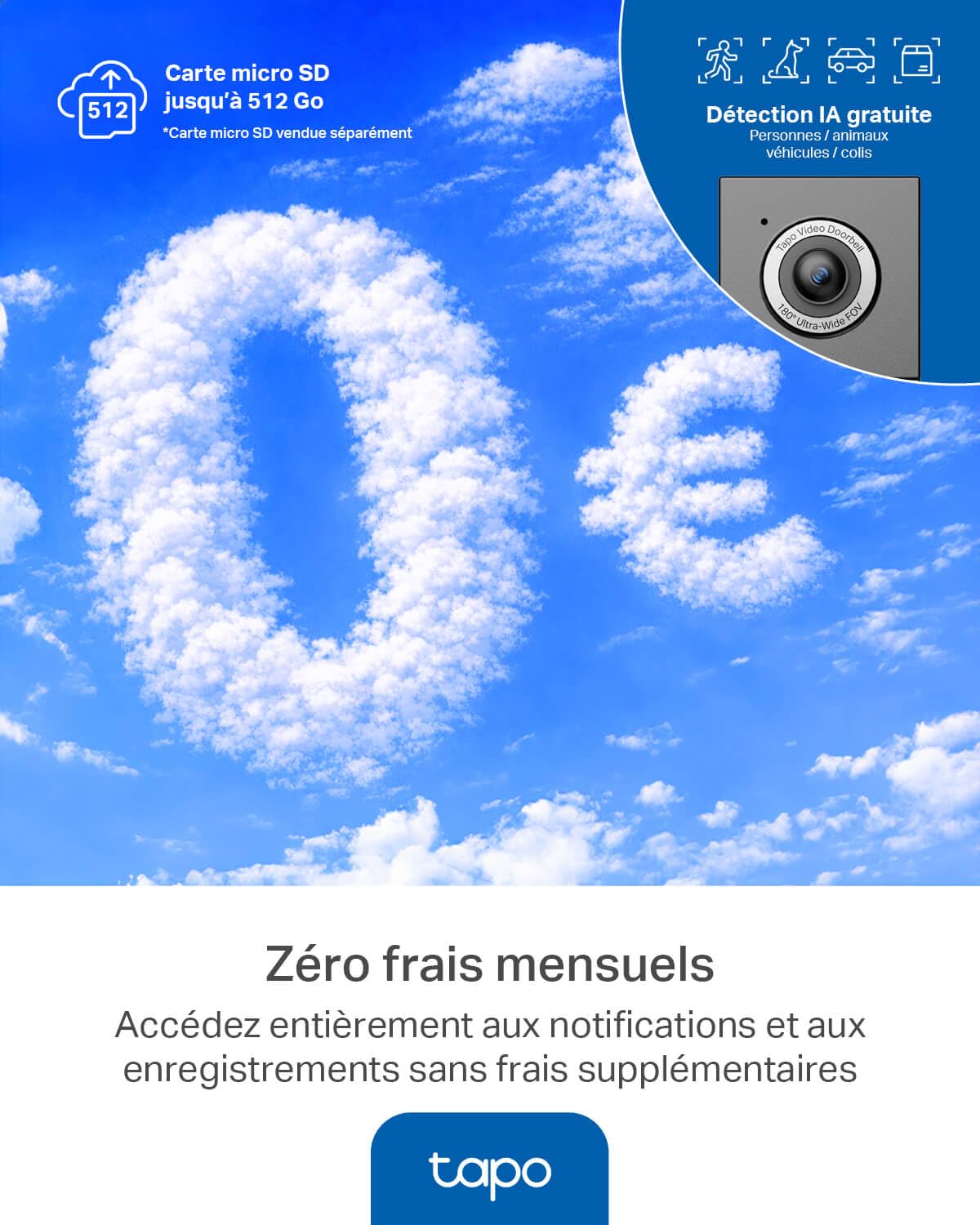 Tapo D235 Sonnette sans Fil avec Camera 2K+ 5MP, IP66 étanche, 180° Vision Ultra-Large, Vision Nocturne Couleur, Audio Bidirectionnel, Détection AI Gratuite