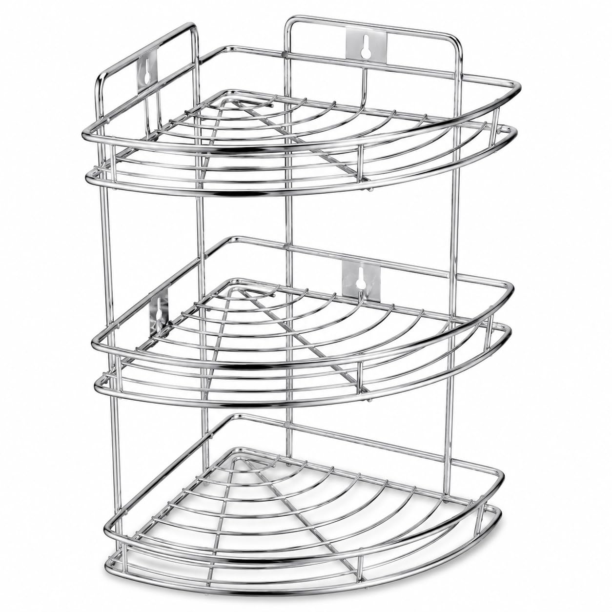 3 Tier Stainless Steel Corner Shelf Rack for Bathroom & Kitchen | Wall Mounted Triangle Storage Organizer | Rust Resistant Multipurpose Corner Stand | Silver-image-39
