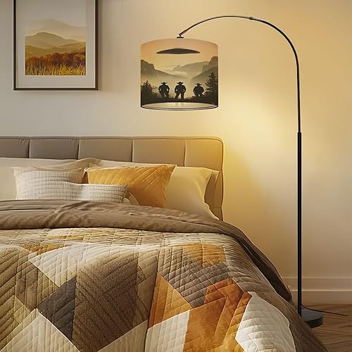Miniatura 5 de Lamp Shades Set of 2 Vintage Ufo Western Landscape Retro Poster Black White Cowboy Funny Drum Lampshades for Floor Lamps Table Lamps Large