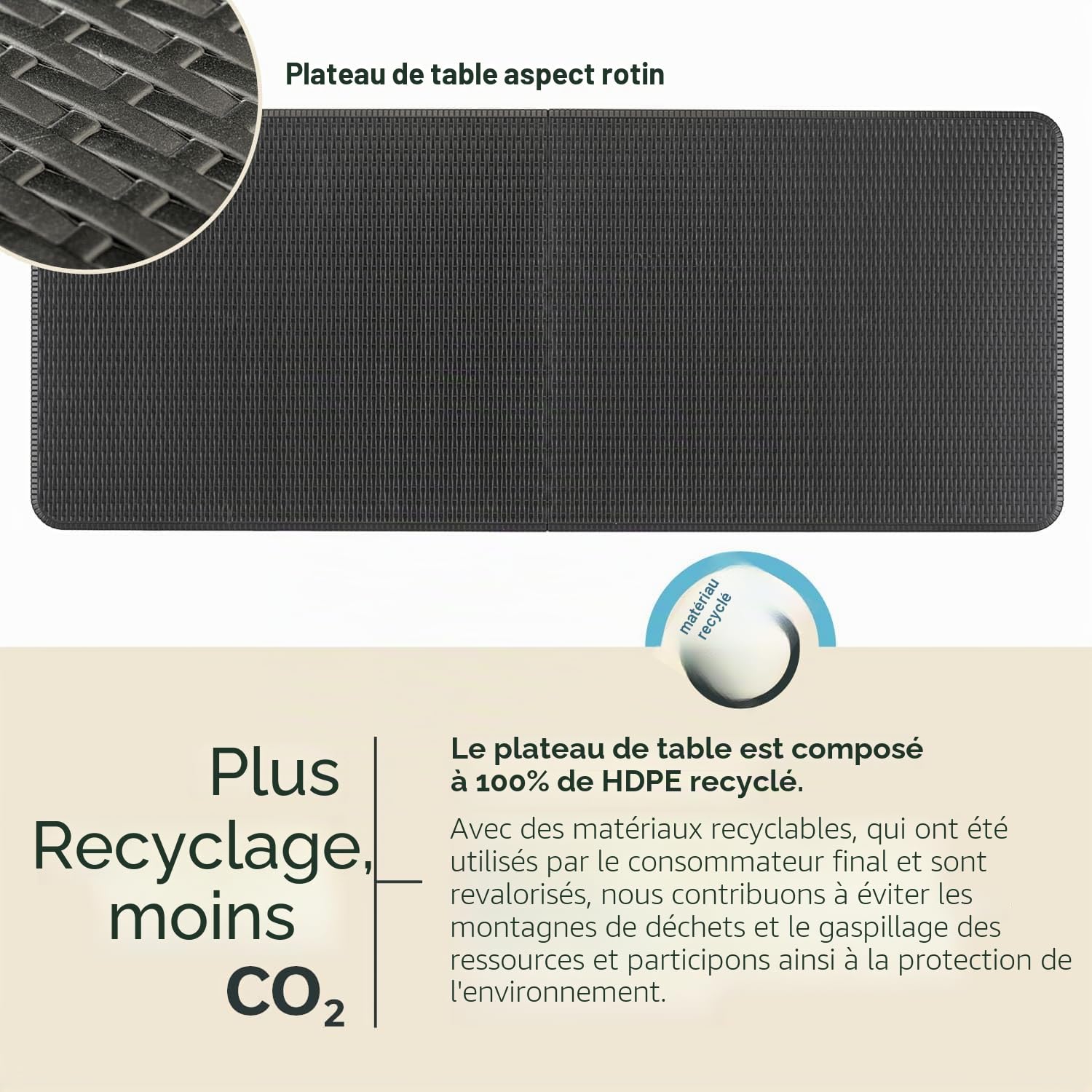 Skandika Table Pliante/Banc Pliable/Set MASI | Banc Max 300 kg, Table Max 200 kg, matériau HDPE recyclé, Pliable, résistant aux intempéries, 180 cm | Meubles Balcon, Jardin
